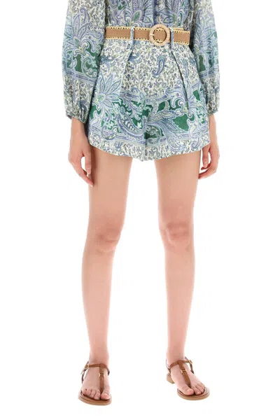 Shop Zimmermann Tuck Ottie Shorts In 白色的