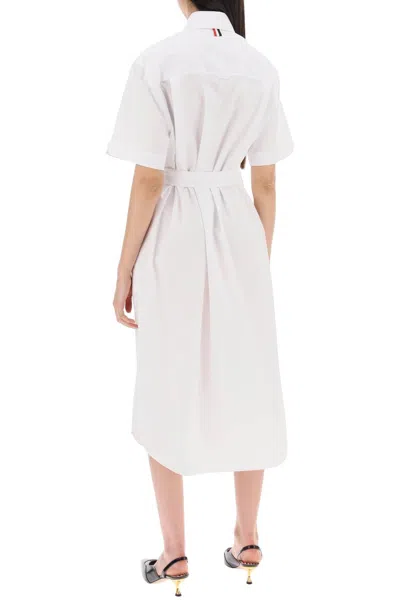 Thom Browne Midi Blouse With Belt In White