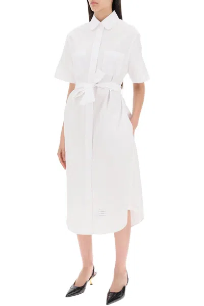 Thom Browne Midi Blouse With Belt In White