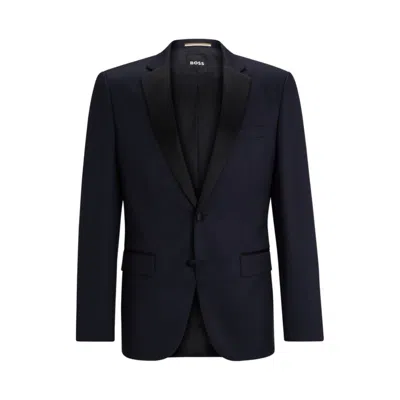 Hugo Boss Single-breasted Jacket In Virgin-wool Serge In Blue