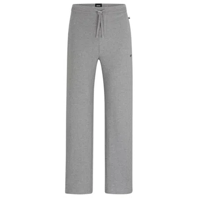 Shop Hugo Boss Pajama Bottoms With Embroidered Logo In Grey