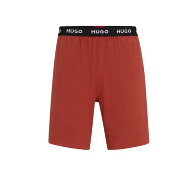 Shop Hugo Stretch-cotton Pajama Shorts With Logo Waistband In Pink