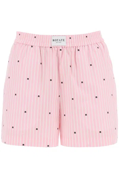 Shop Rotate Birger Christensen Shorts Boxer In Cotone Organico In Pink