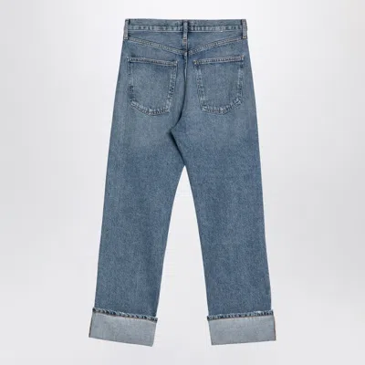 Shop Agolde Light Blue Fran Jeans In Organic Denim With Turn Ups