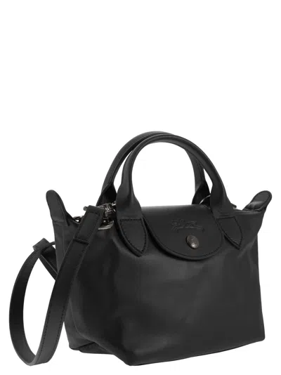 Longchamp Extra Small Le Pliage Xtra Leather Top Handle Bag In Black