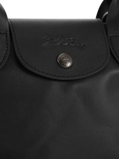 Longchamp Extra Small Le Pliage Xtra Leather Top Handle Bag In Black