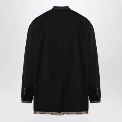 Miharayasuhiro Black Wool-blend Jacket With Raw Cut Hem
