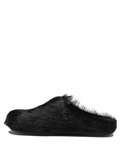 Marni Sabot Fussbett In Vitello A Pelo Lungo Nero