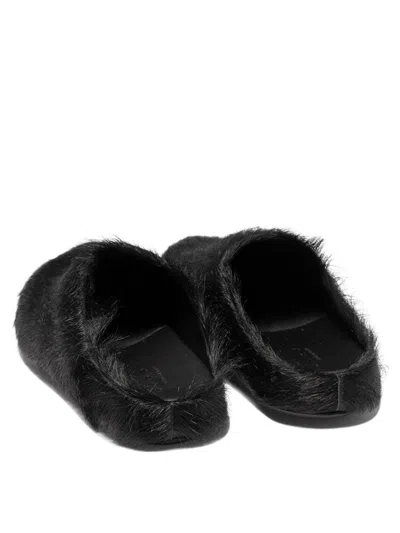 Marni Sabot Fussbett In Vitello A Pelo Lungo Nero