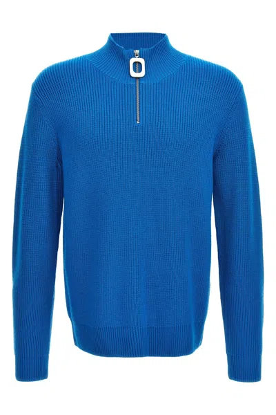 Shop Jw Anderson J.w.anderson Men Half Zip Maxi Puller Sweater In Blue