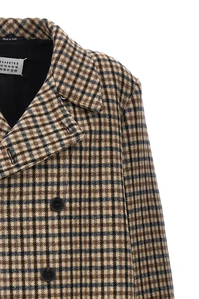 Shop Maison Margiela Women Double-breasted Check Coat In Multicolor