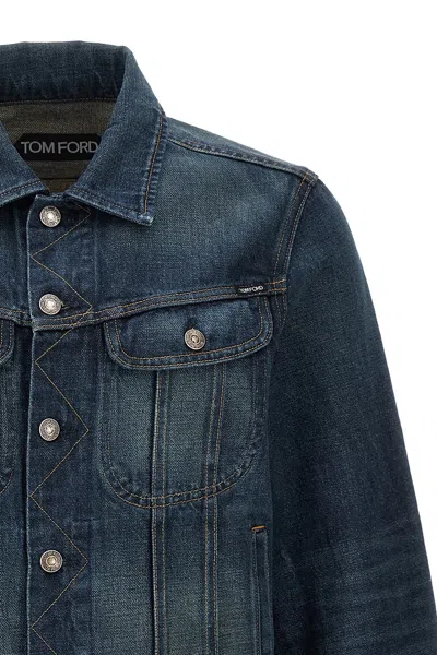 Shop Tom Ford Men Denim Jacket In Blue