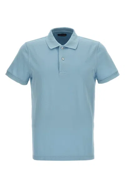 Shop Tom Ford Men Piqué Cotton Polo Shirt In Blue