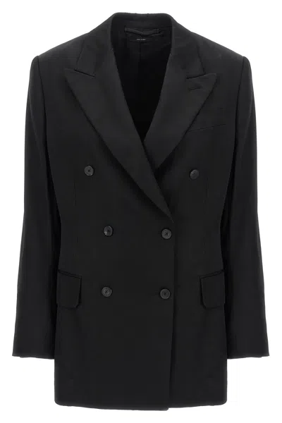 Shop Tom Ford Women Double-breasted Blazer In Black