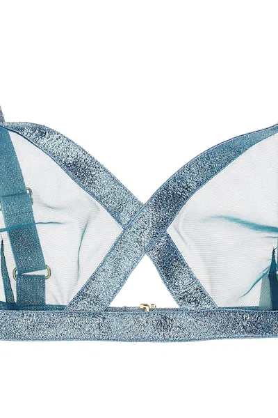 Tom Ford Iridescent Sable Tulle Top Underwear And Body Light Blue In Blue