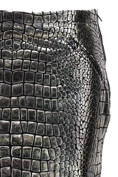 Shop Tom Ford Women Laminated Croc Skirt In Silver