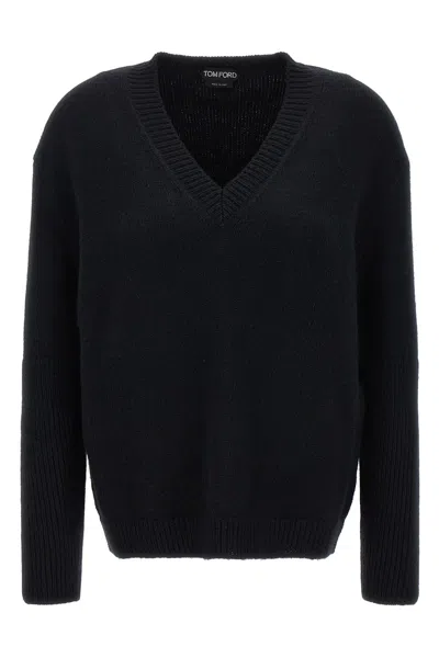 Shop Tom Ford Women Mixed Cachemire Sweater In Black