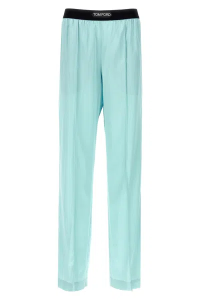 Shop Tom Ford Women Satin Pants In Blue