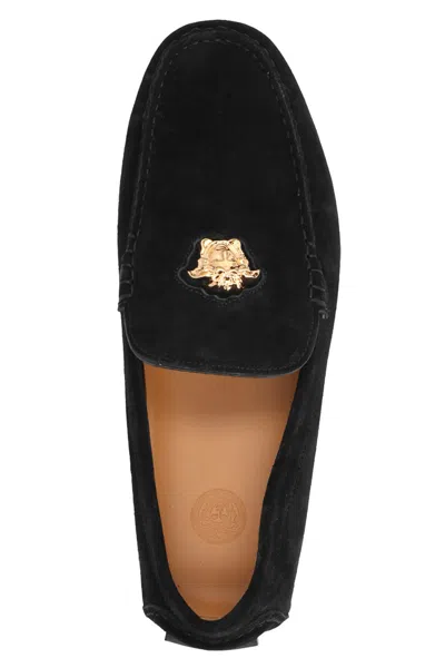 Shop Versace Men 'crosta' Loafers In Black
