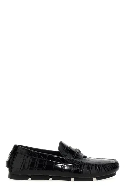 Shop Versace Men 'driver Medusa Biggie' Loafers In Black
