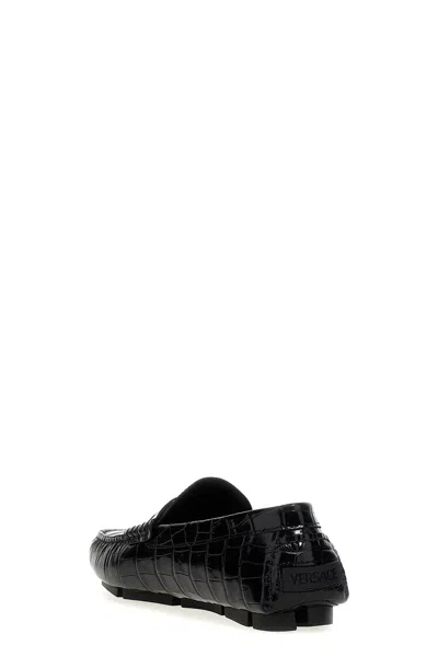 Shop Versace Men 'driver Medusa Biggie' Loafers In Black