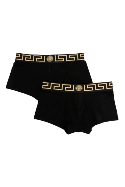 Shop Versace Men 2-pack Low-waisted Boxers In Black