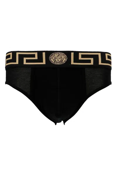 Shop Versace Men 2-pack Low-waisted Briefs In Black