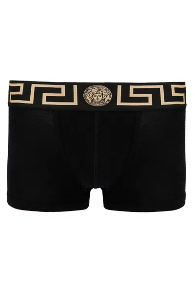 Shop Versace Men Logo Boxer Shorts In Black