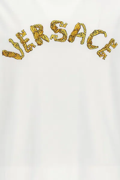 Shop Versace Men Logo Embroidery T-shirt In White