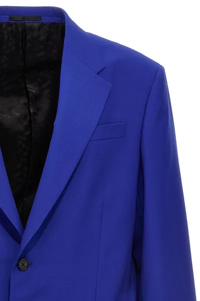 Shop Versace Men Single-breasted Blazer Jacket In Blue