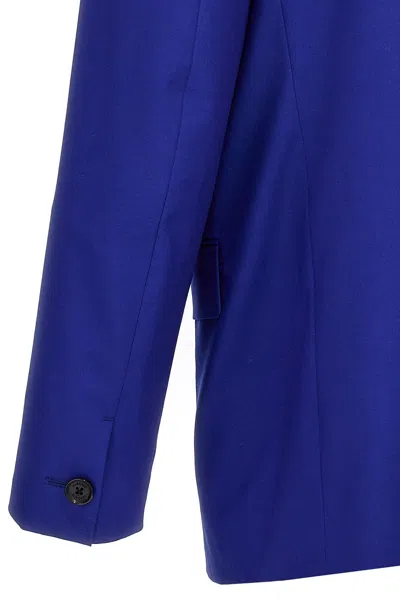 Shop Versace Men Single-breasted Blazer Jacket In Blue