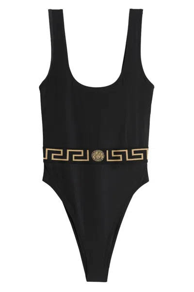 Shop Versace Women 'greca E Medusa' One-piece Swimsuit In Black