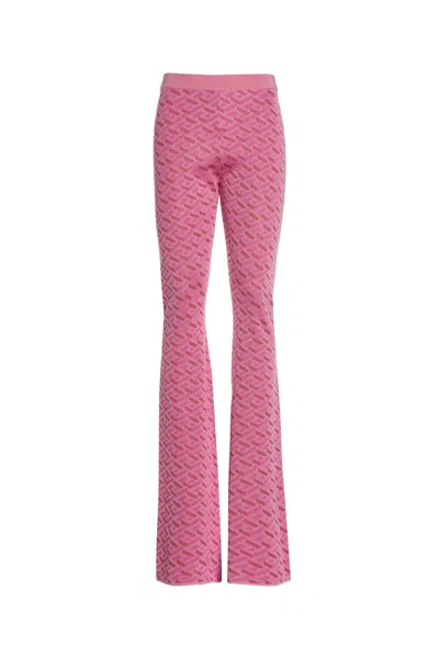 Shop Versace Women 'la Greca' Pants In Pink