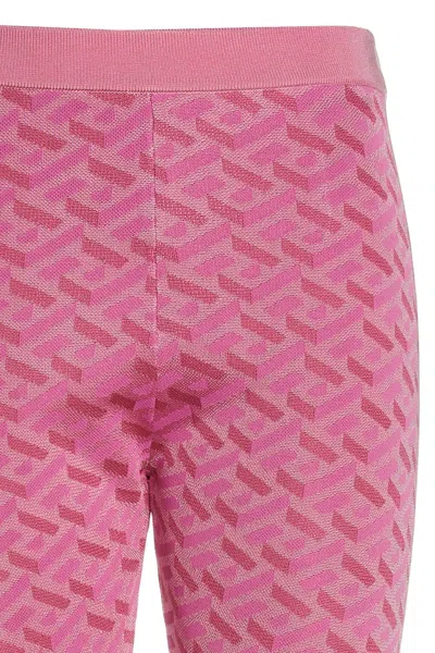 Shop Versace Women 'la Greca' Pants In Pink