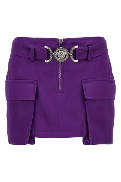 Shop Versace Women 'medusa Biggie' Skirt In Purple