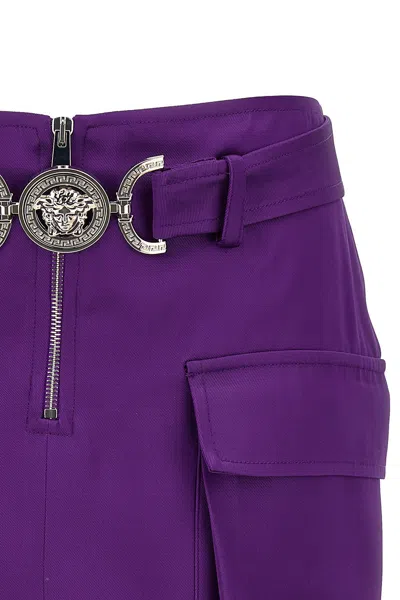 Shop Versace Women 'medusa Biggie' Skirt In Purple