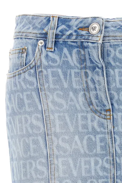 Shop Versace Women ' Allover' Skirt In Blue