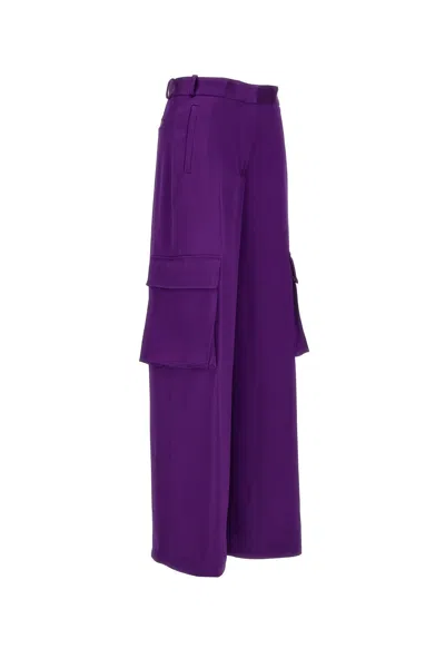 Shop Versace Women Satin Cargo Pants In Purple