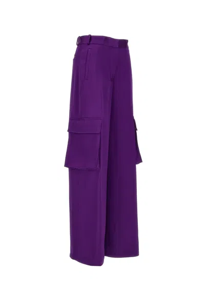 Versace Duchesse Viscose Informal Wide-leg Cargo Pant In Purple