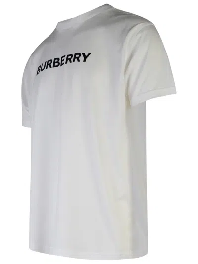 Shop Burberry 'harriston' White Cotton T-shirt