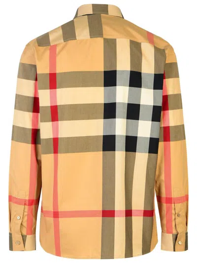 Shop Burberry 'summerton' Beige Cotton Shirt