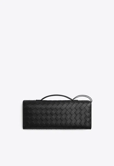 Bottega Veneta Long Andiamo Clutch Bag With Handle In Black
