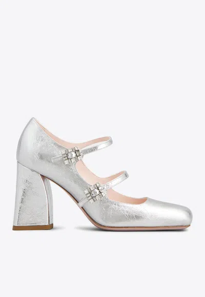 Roger Vivier Babies Tres Vivier Strass 85 In Silver