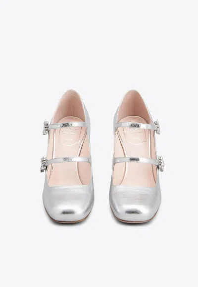 Roger Vivier Babies Tres Vivier Strass 85 In Silver