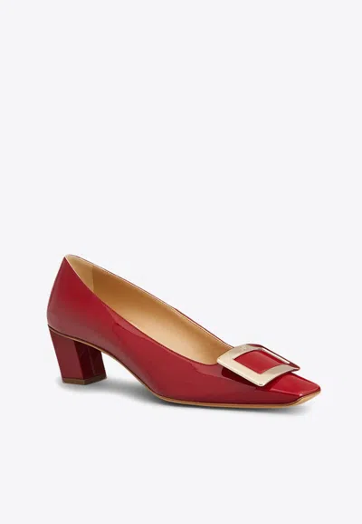 Roger Vivier Belle Vivier 45 Metal Buckle Pumps In Patent Leather In Red