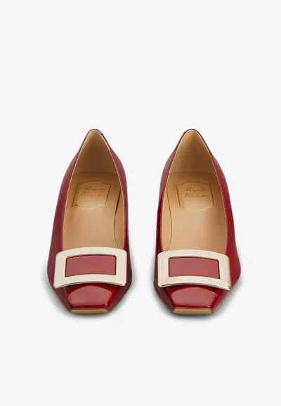 Roger Vivier Belle Vivier 45 Metal Buckle Pumps In Patent Leather In Red