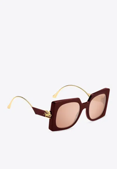 Shop Etro Bold Pegaso Oversized Square Sunglasses In Brown