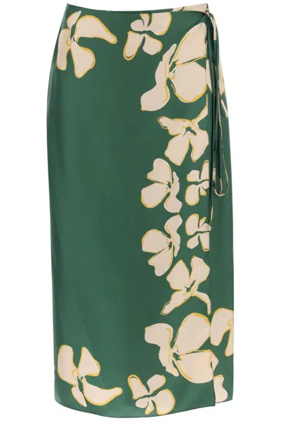 Shop Raquel Diniz 's Silk Floral Wrap Skirt In Verde