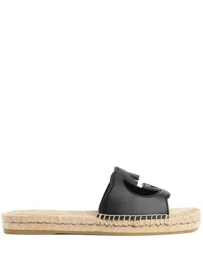 Gucci Interlocking G Cutout Leather Sandal In Yellow