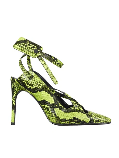 Off-white Python-textured Adjustable Strap Sandal In Green